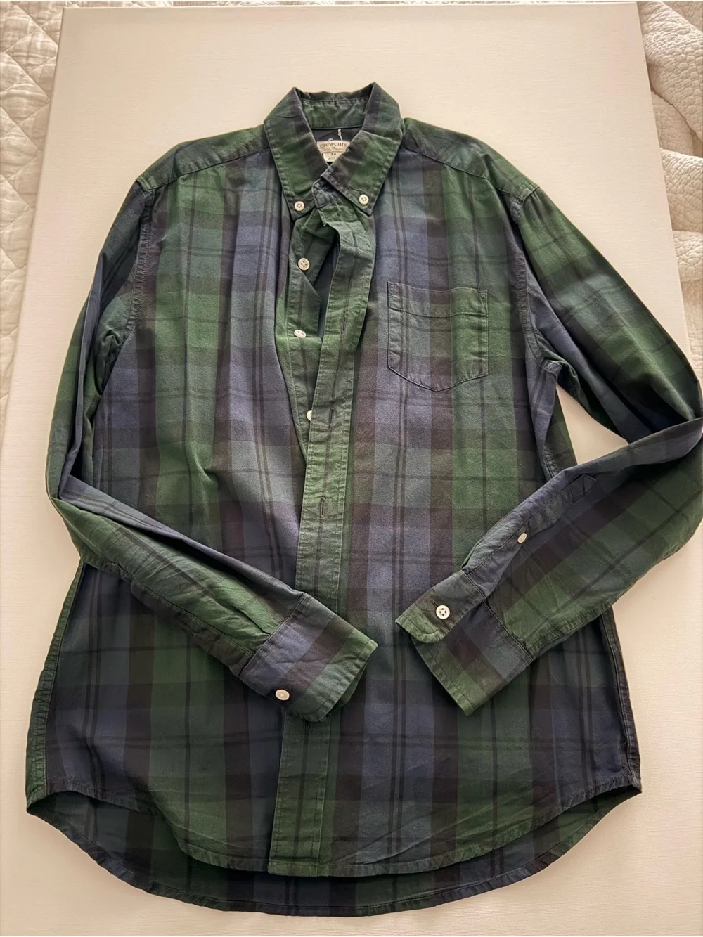 Crewcuts Green and Navy Plaid Button-Down Shirt